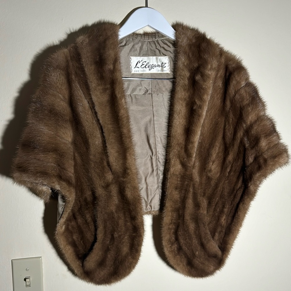 Vintage L’’elegante Autumn Haze Mink Fur Stole - cape shawl size OS